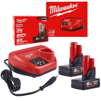 Milwaukee 2 akumulatory 6Ah +Ładowarka M12 NRG-602 4933451903