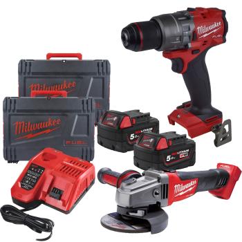 Milwaukee M18 FPP2E3-502X Zestaw Wiertarka Szlif. 2x5,0Ah 18V