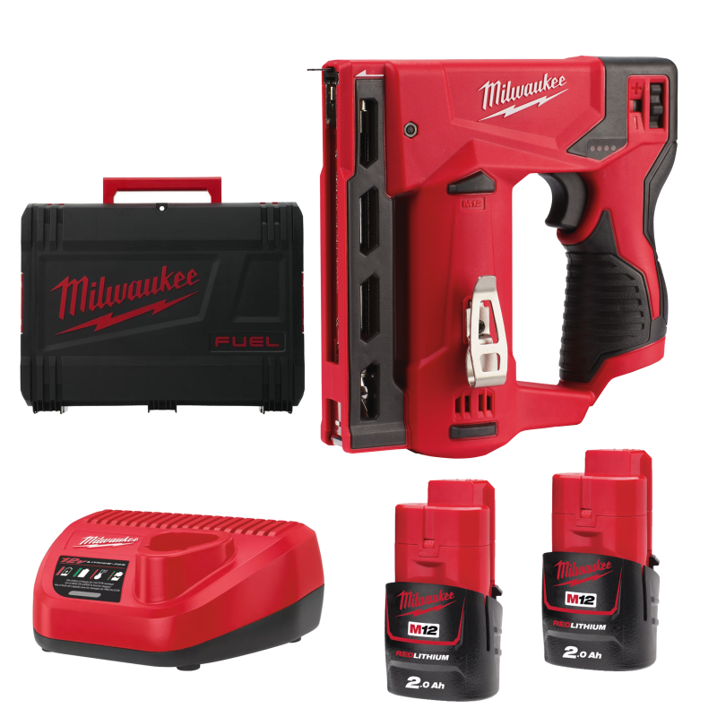 Milwaukee 4933459635 Zszywacz z 2x 2.0 Ah Akumulatorami, ładowarką i Walizką
