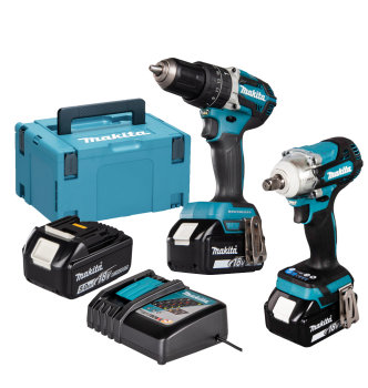 Makita DLX2359TJ1 Zestaw Klucz Udarowy DTW300, Wiertarko-Wkrętarka 3x Aku 5.0Ah