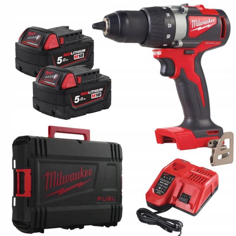 Milwaukee M18 BLDD2-502X Wiertarko-wkrętarka 2x5,0Ah M12-18 FC + walizka