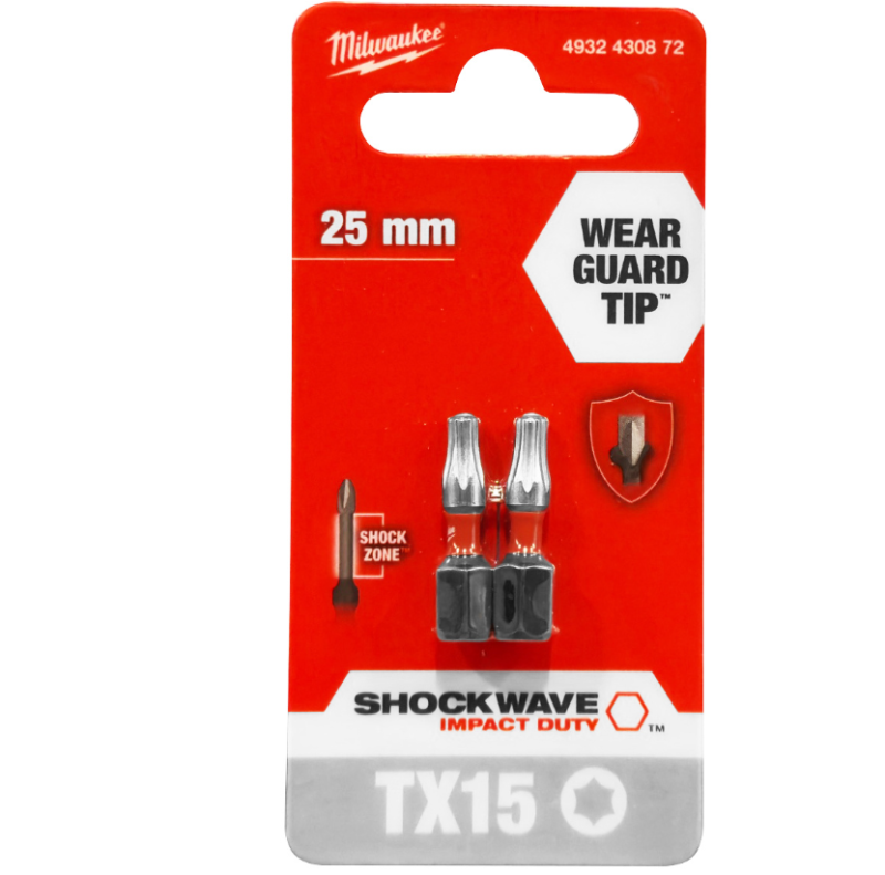 Milwaukee Bity udarowe TX15x25mm SHOCKWAVE  2-pak 4932430872