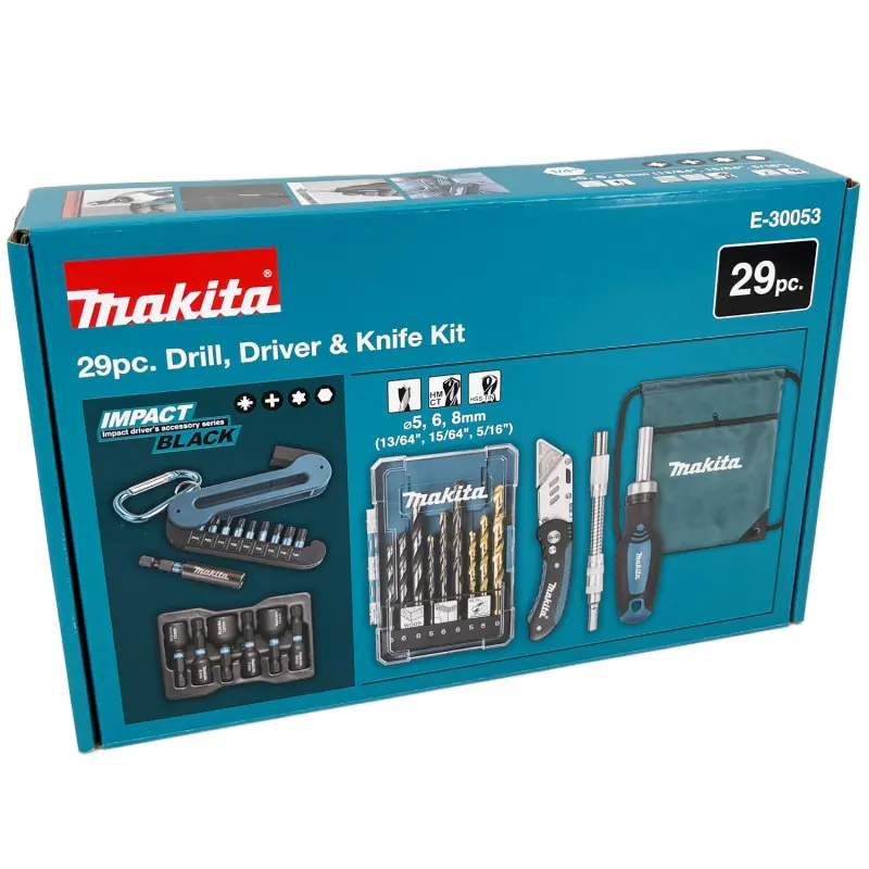 Makita E-30053  Zestaw akcesoriów bitów udarowych wierteł nasadek 29 el.