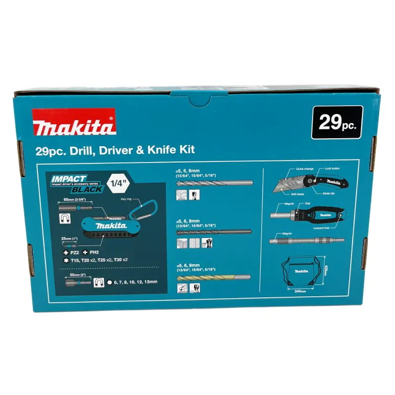 Makita E-30053  Zestaw akcesoriów bitów udarowych wierteł nasadek 29 el.